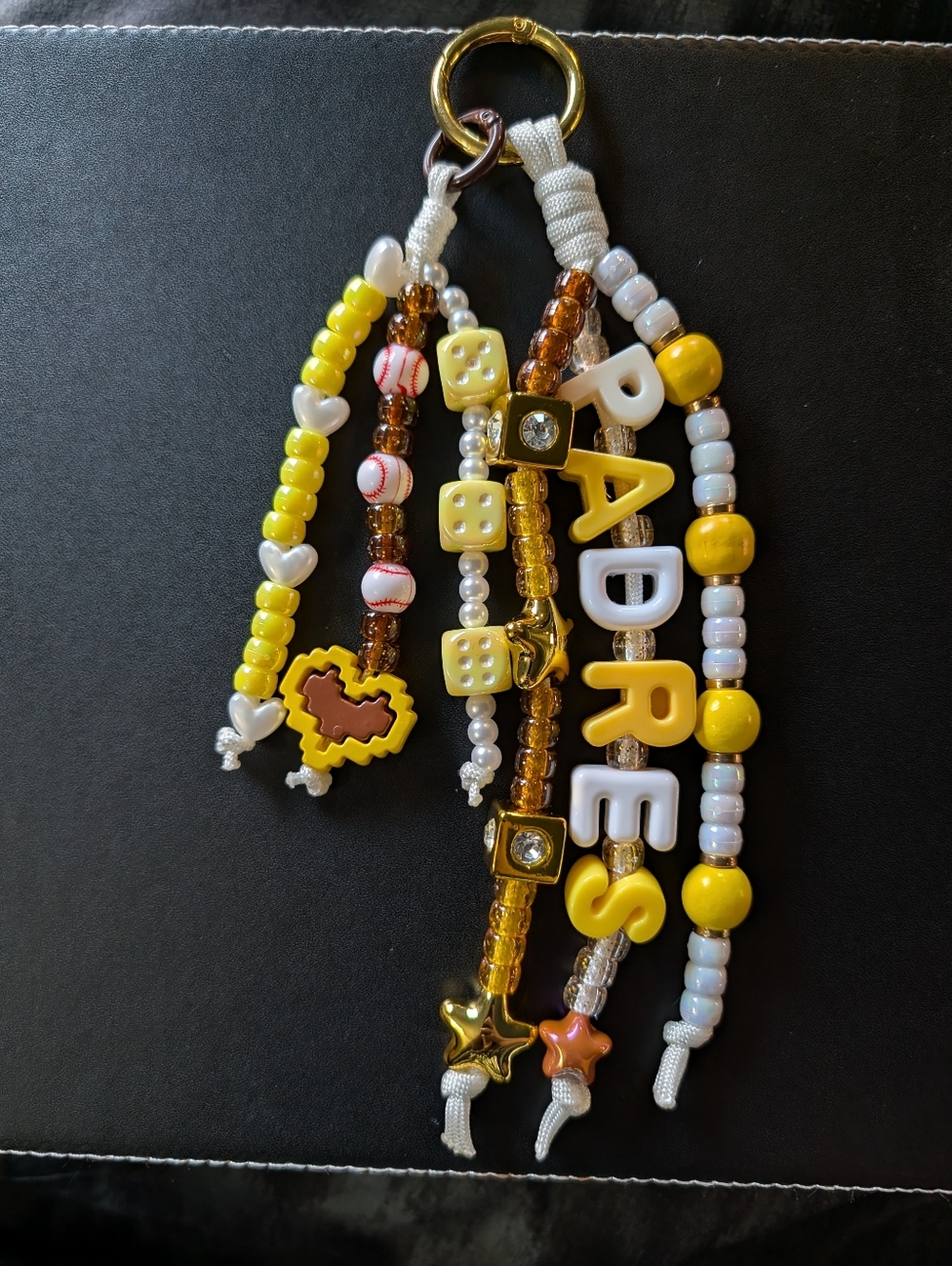 San Diego Padres Beaded Bag Charm / Keychain